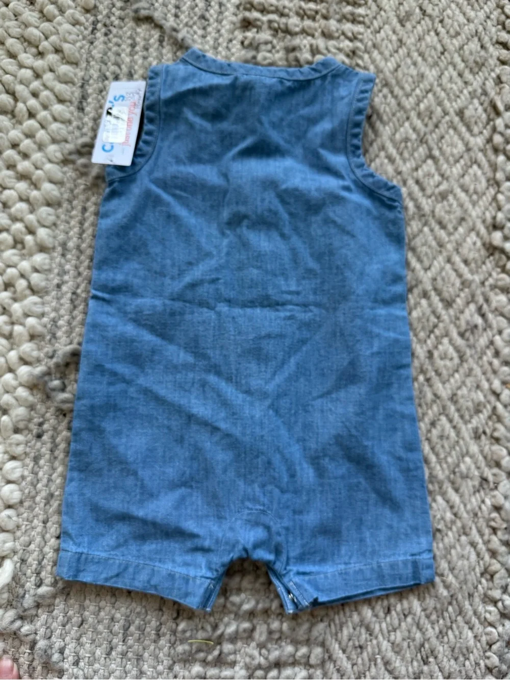Carter's Blue Denim Button-Front Baby Romper nwt gender, neutral 12 mo